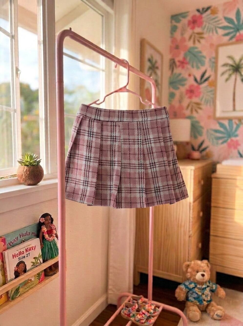 Little Lass Baby Girl Mauve Pink Plaid Pleated School Uniform Skirt 18M